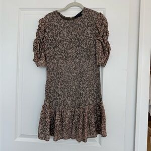 French Connection Pink Taupe Floral Mini Dress